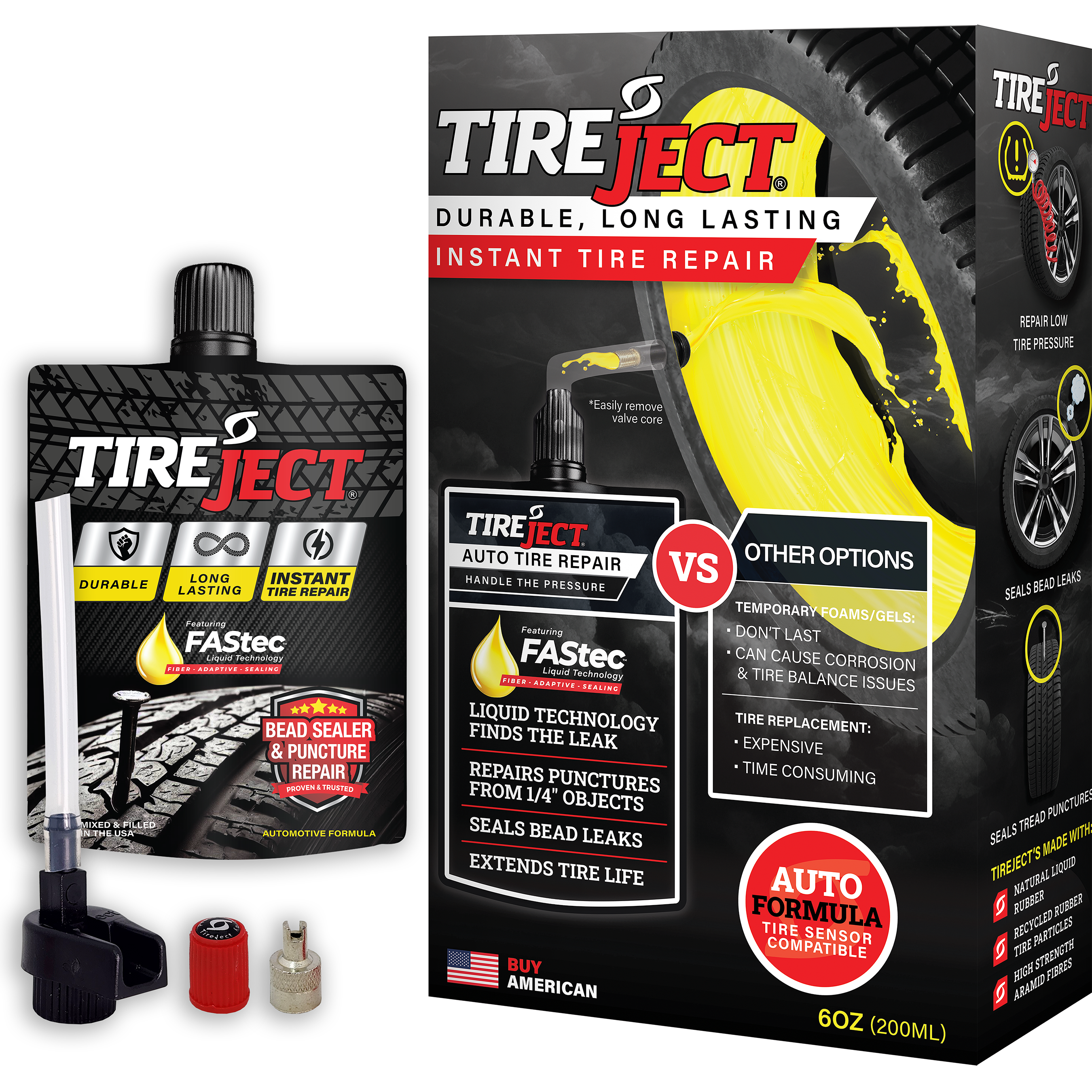 AUTO Instant Tire Repair Kit: Car/Sedan (6oz) – TireJECT INSTANT AUTO Instant Tire Repair Kit: Car/Sedan (6oz) – TireJECT INSTANT