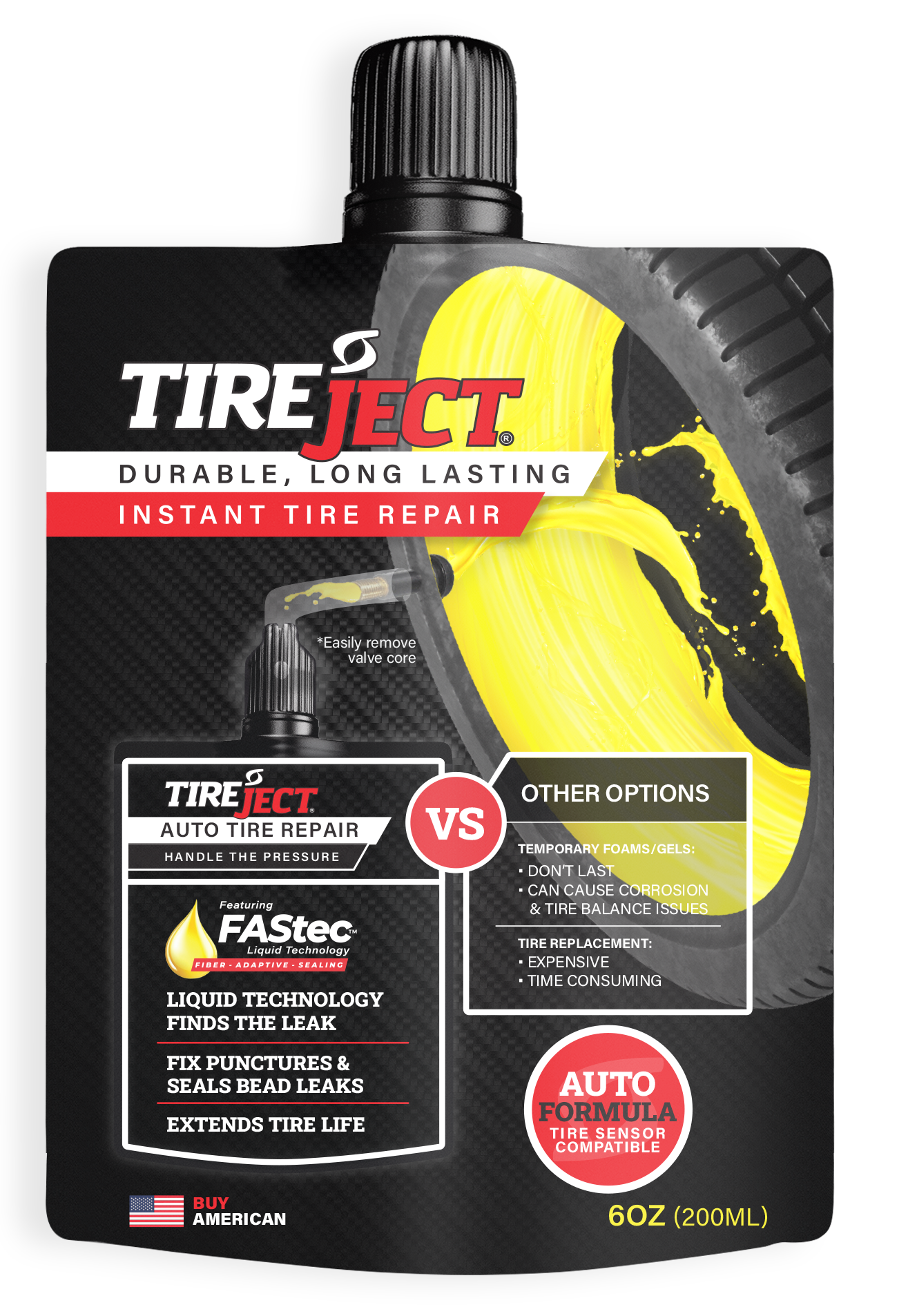 AUTO Instant Tire Repair Kit: Car/Sedan (6oz)
